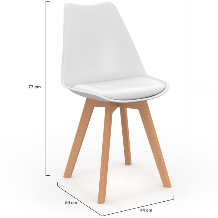 Lot de 6 chaises scandinaves SARA blanches pour salle à manger