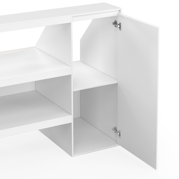 Estantería blanca de 2 niveles, armario de 2 puertas y armario de 1 puerta + 1 nicho inclinado - TOMI | ID Market