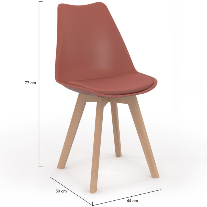 Lot de 6 chaises scandinaves SARA mix color terracotta x3 et beige x3