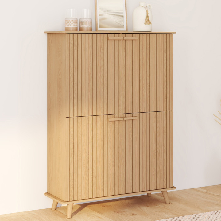 JULIETTE Contenitore a 4 ante in rovere con doghe in legno
