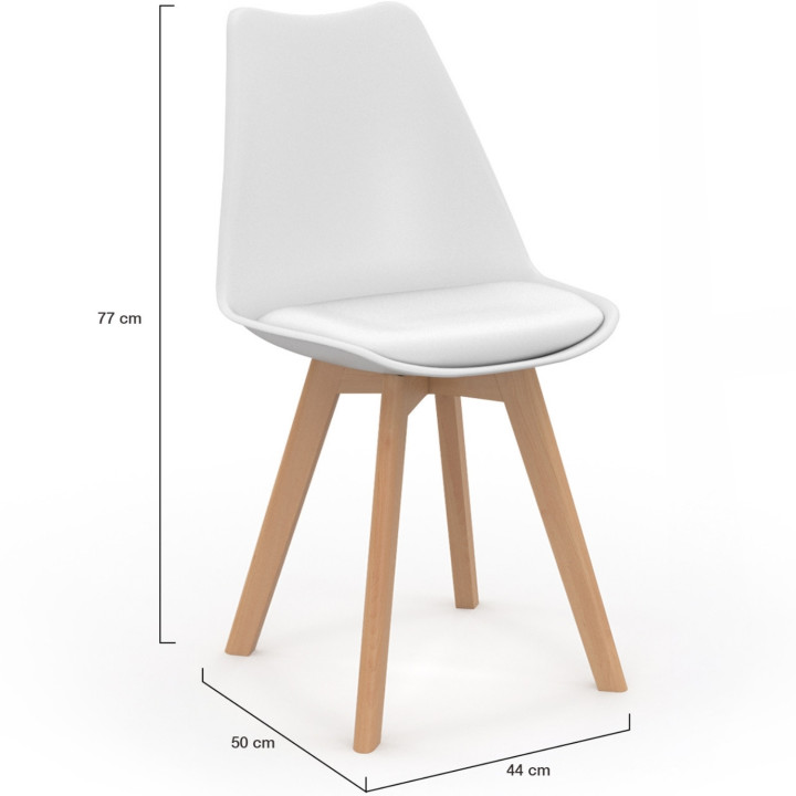 Lot de 8 chaises scandinaves SARA mix color pastel rose x2, blanc x2, gris clair x2, bleu x2