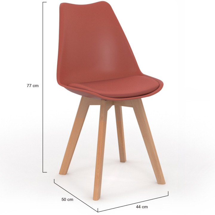 Lot de 4 chaises scandinaves SARA mix color gris foncé, terracotta, beige x2