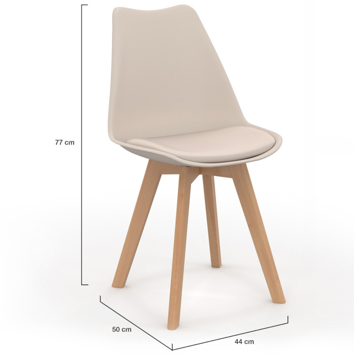 Lot de 6 chaises scandinaves SARA beige pour salle à manger
