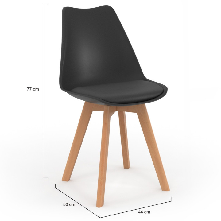 Scandinavische zwarte eetkamerstoelen - set van 8 - SARA | ID Market