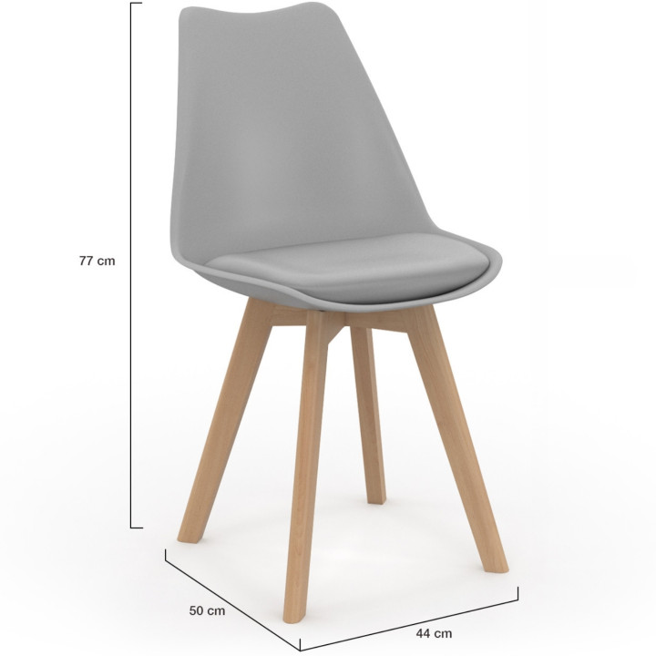 Lot de 6 chaises scandinaves SARA mix color bleu x2, gris clair, gris foncé x2, jaune