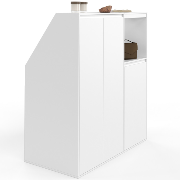 Ensemble armoires sous pente 2 portes + 1 porte et 1 niche TOMI blanc
