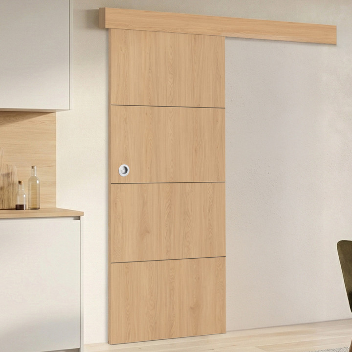Kit porta scorrevole effetto legno da 83 cm con binario e fissaggi