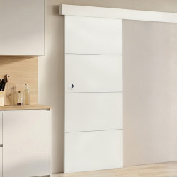 Set Schiebetür weiß 83 cm mit Schiene und Befestigungen