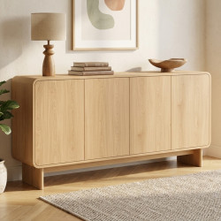 Buffet 160 cm XXL 4 puertas diseño redondeado haya - CAPUCINE | IdMarket