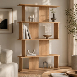 Asymmetrisches Regal mit 4 Ebenen in Buchenholzoptik, abgerundetes Design - CAPUCINE | IdMarket
