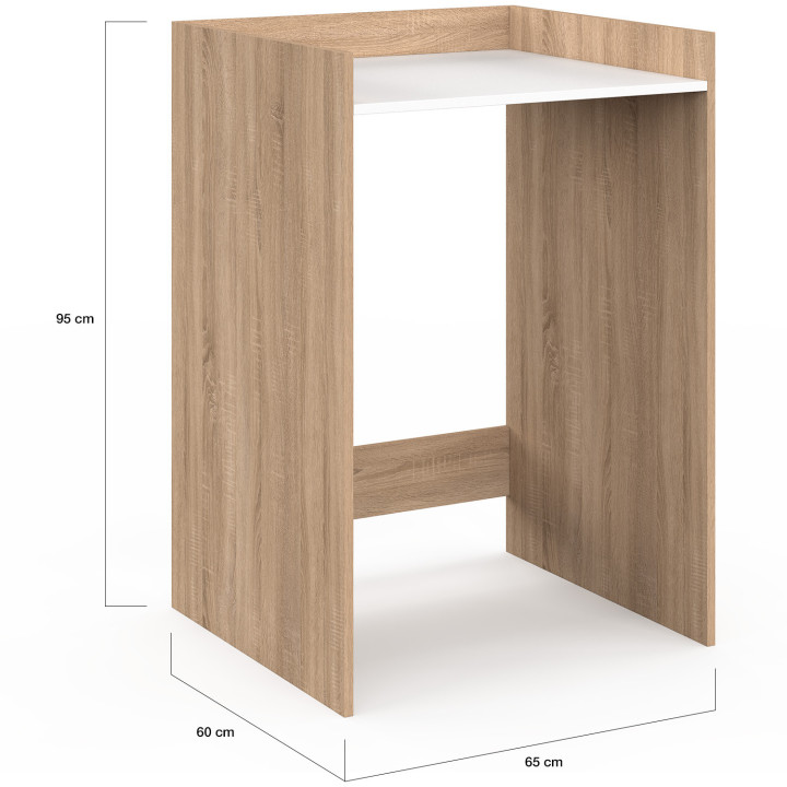 Kast voor WALLIS wasmachine of wasdroger in beukenhouteffect en wit