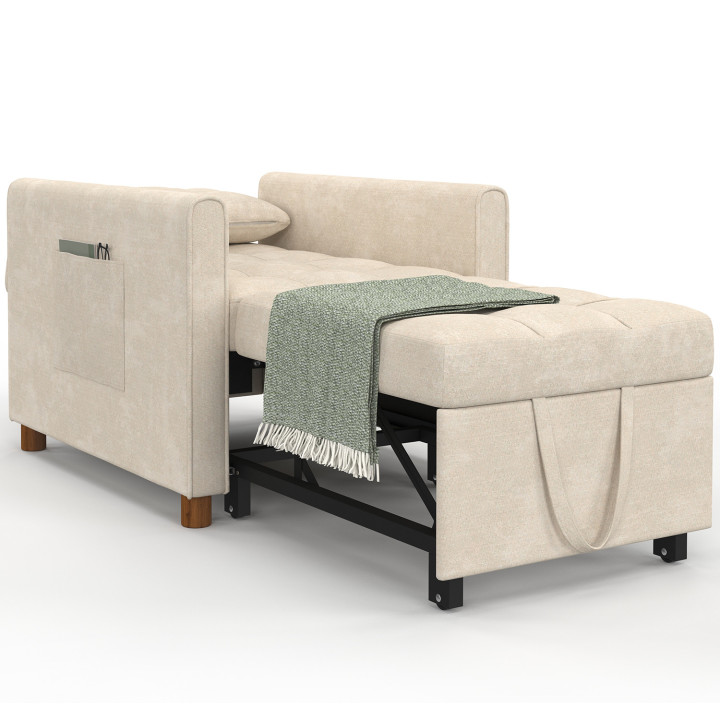 Divano letto EMILE 1 posto 69 x 170 cm in ciniglia beige