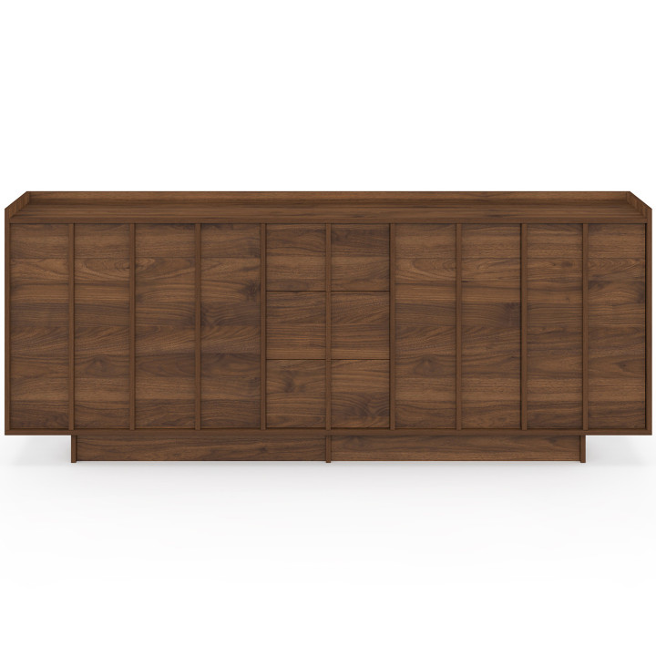 ROSIE 200 cm dressoir met 4 deuren en 3 laden, walnoot stijl, minimalistisch design
