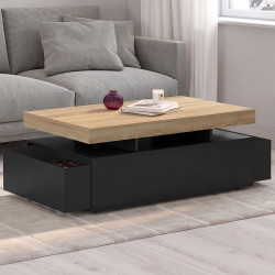 Rechthoekige salontafel met 2 zwarte laden en blad - ELSA | IDMarket