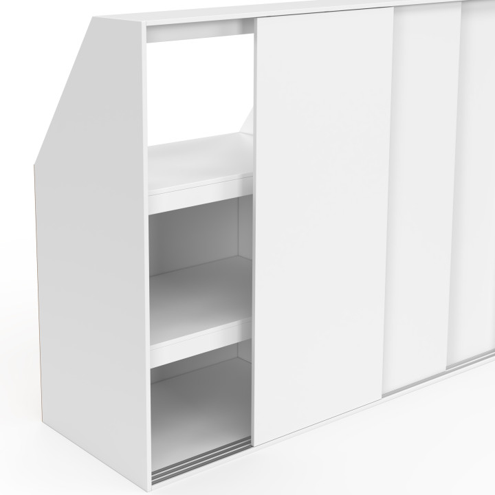 Armadio inclinato 3 ante scorrevoli 3 livelli 130 x 50 x 70/110 cm bianco