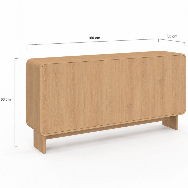 Buffet 160 cm XXL 4 ante design arrotondato faggio - CAPUCINE