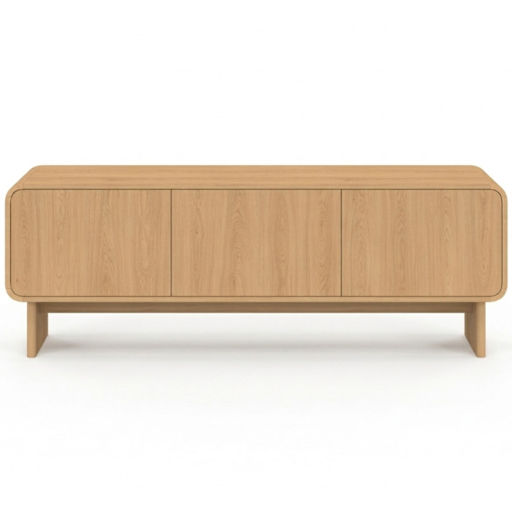 Porta TV 140 cm a 3 ante design arrotondato in faggio - CAPUCINE