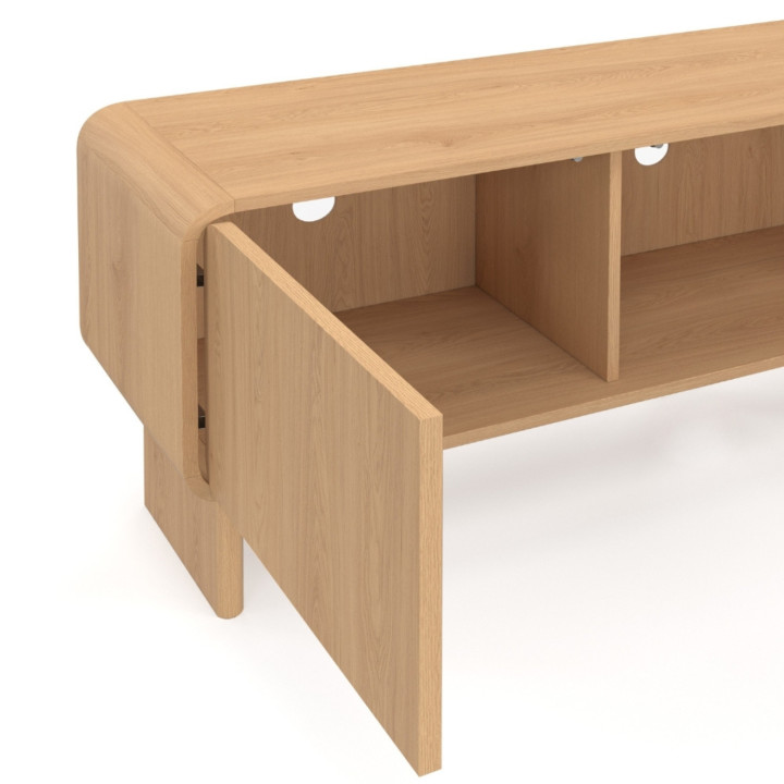 Porta TV 140 cm a 3 ante design arrotondato in faggio - CAPUCINE