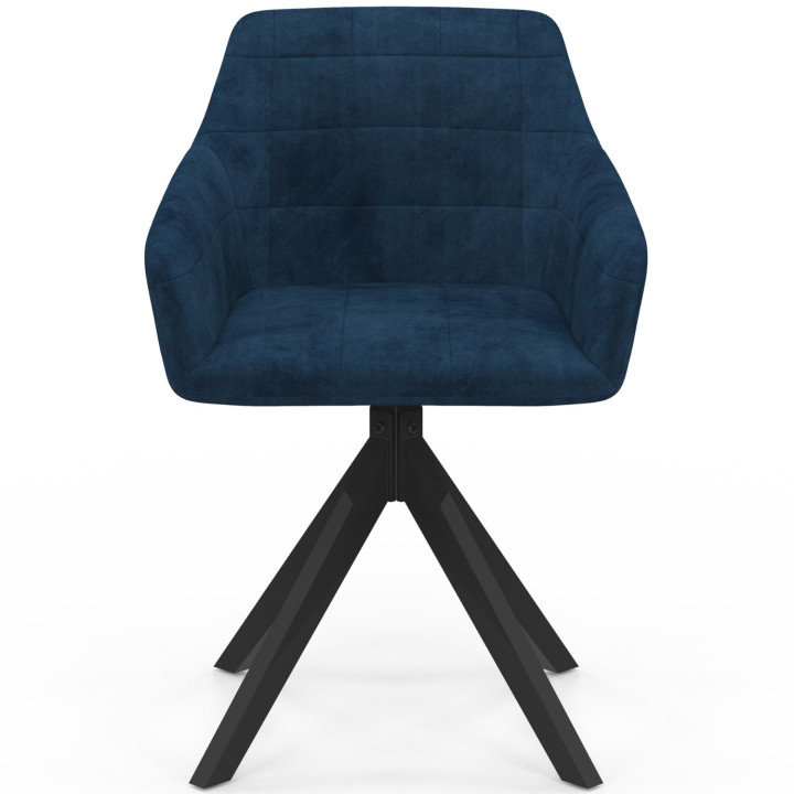 Lot de 2 chaises pivotantes de salle à manger, fauteuils de table MADY en velours bleu