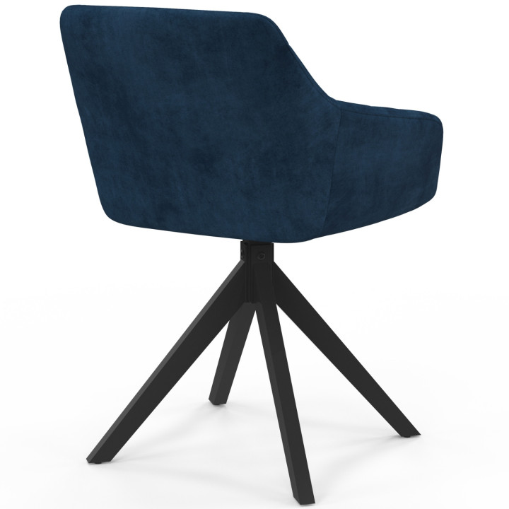 Set van 2 draaibare eetkamerstoelen, tafel fauteuils in blauw fluweel - MADY | IdMarket