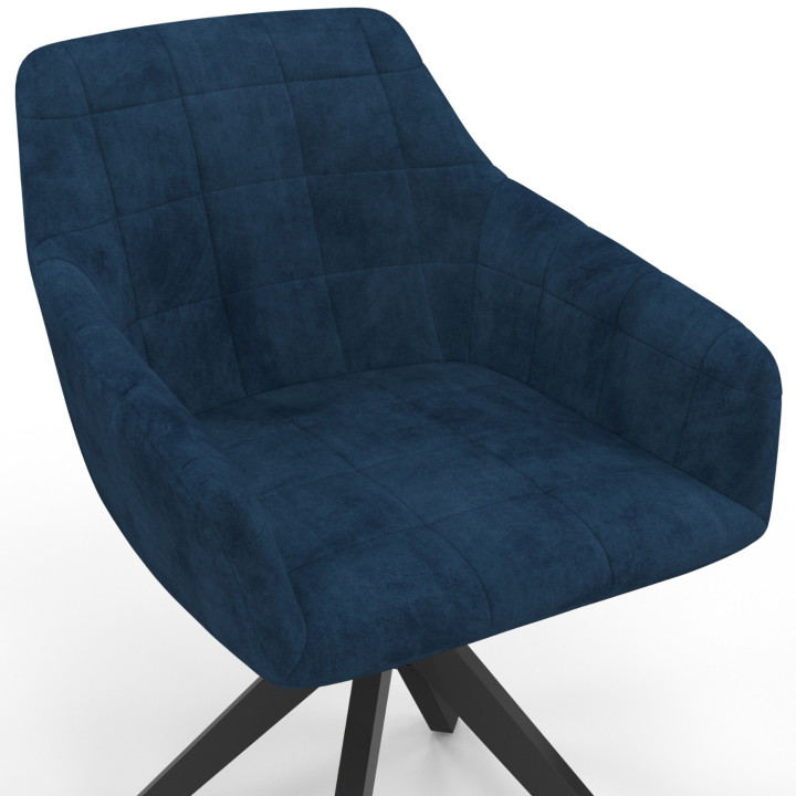 Set van 2 draaibare eetkamerstoelen, tafel fauteuils in blauw fluweel - MADY | IdMarket