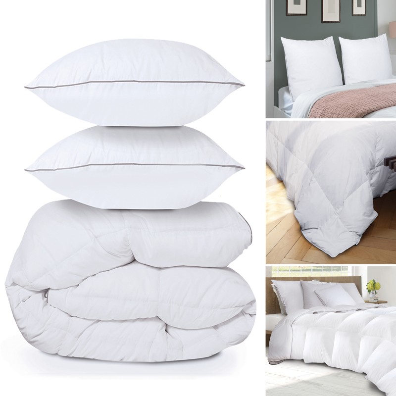 Lot De 2 Plumes D'Oie Et Oreillers En Duvet Avec Enveloppe 100