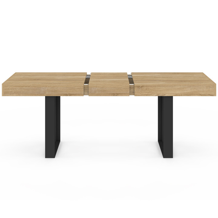 Houten en zwarte uitschuifbare eettafel 160 cm tot 200 cm - PHOENIX | ID Market