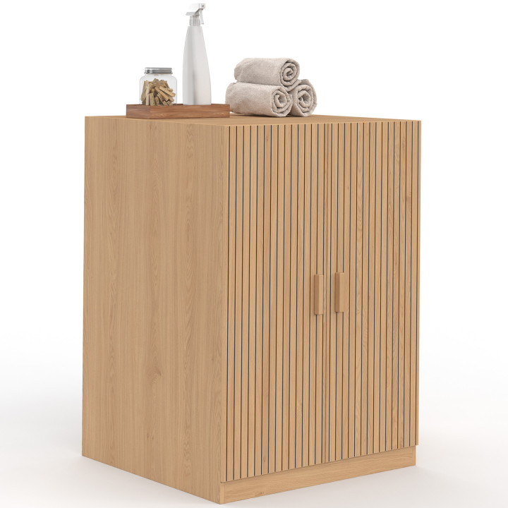 Mobile lavatrice con ante JULIETTE, effetto dogato, colore rovere
