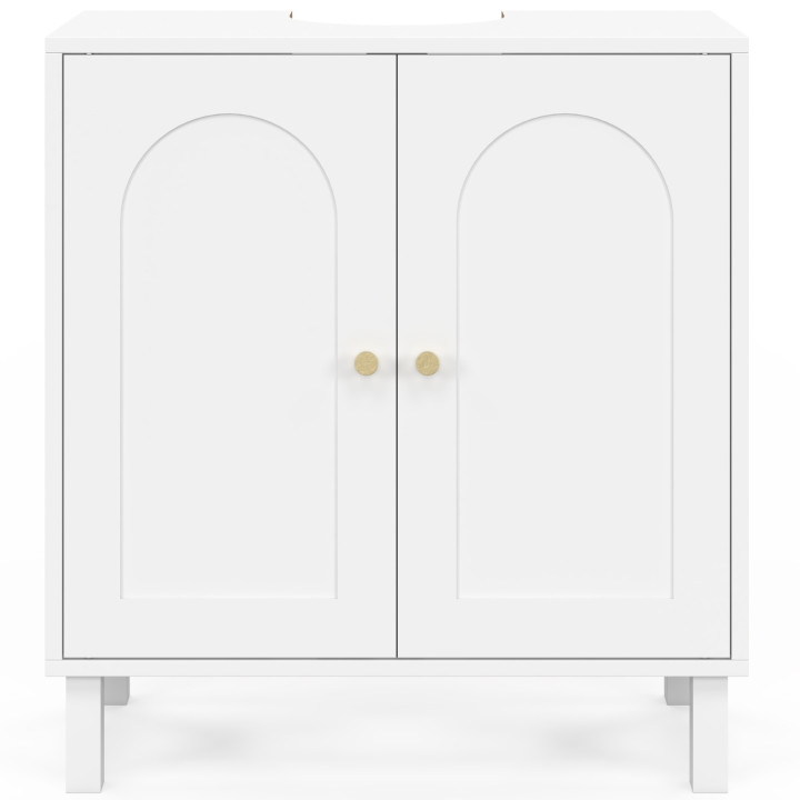 Mobiletto da bagno ARSENE con design ad arco in legno bianco