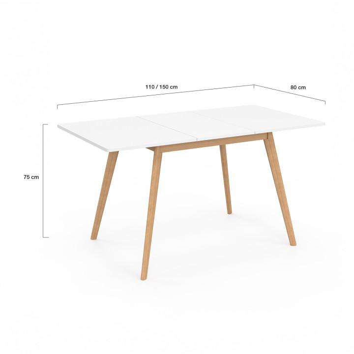 Tavolo scandinavo bianco allungabile per 4-8 persone