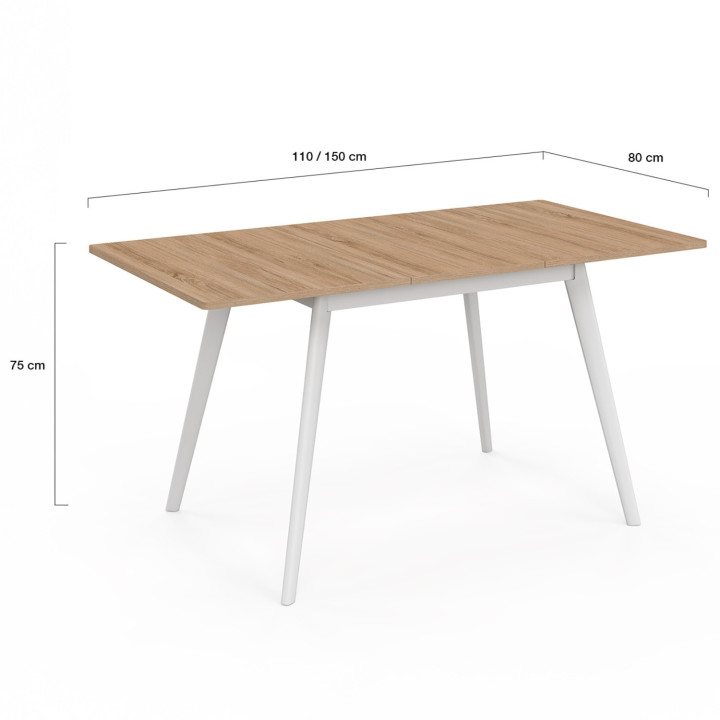 Goedkope uitschuifbare Scandinavische houten tafel voor 8 personen