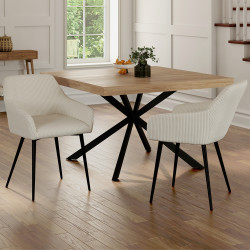 Lot de 2 chaises de salle à manger, fauteuils de table JANY en velours côtelé beige