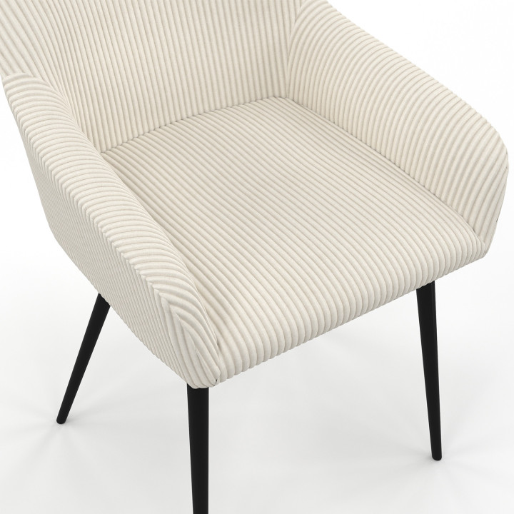 Lot de 2 chaises de salle à manger, fauteuils de table JANY en velours côtelé beige