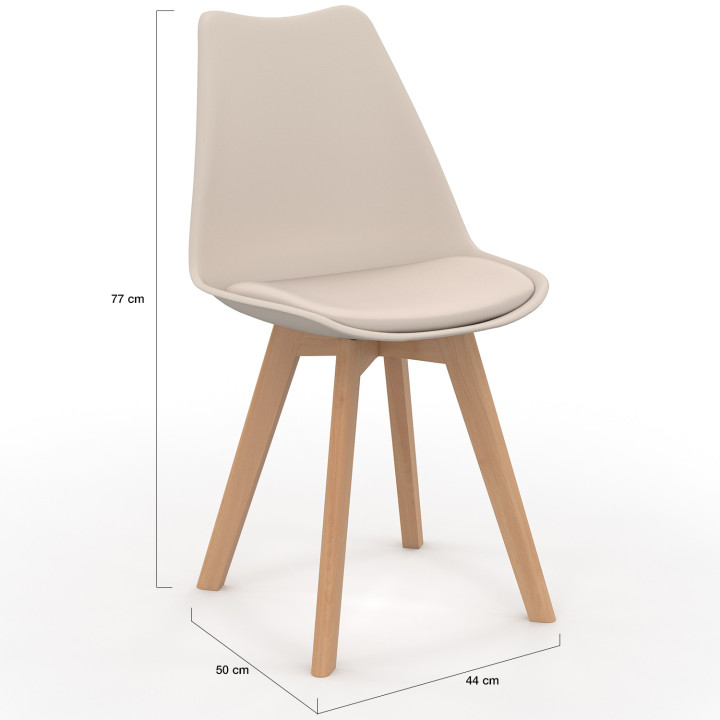 Lot de 8 chaises scandinaves SARA beige pour salle à manger