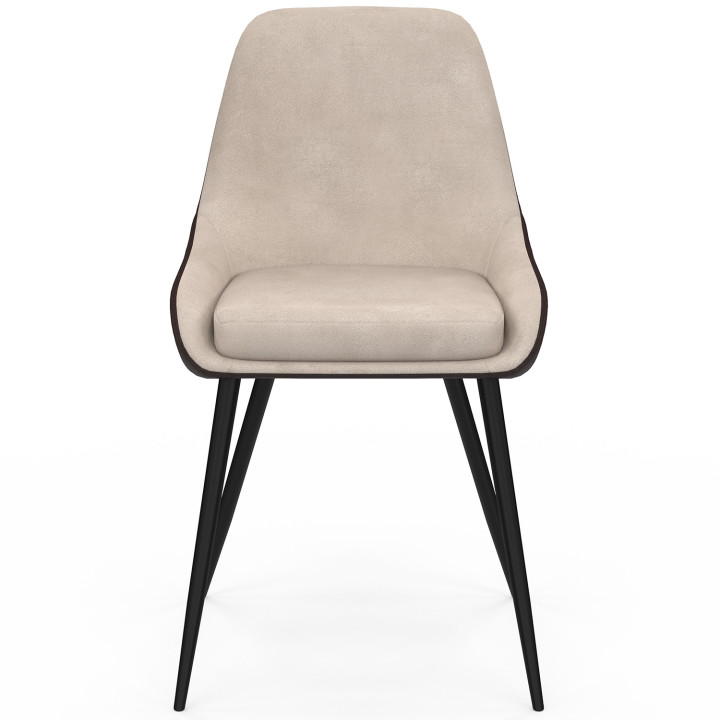 Set di 6 sedie da pranzo bimateriali THALYA in tessuto marrone e taupe e PU