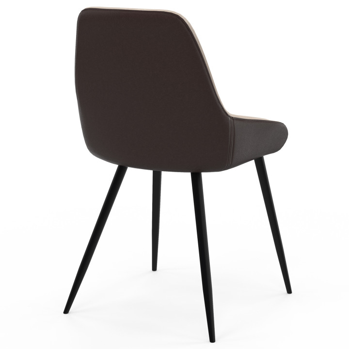 Set di 6 sedie da pranzo bimateriali THALYA in tessuto marrone e taupe e PU