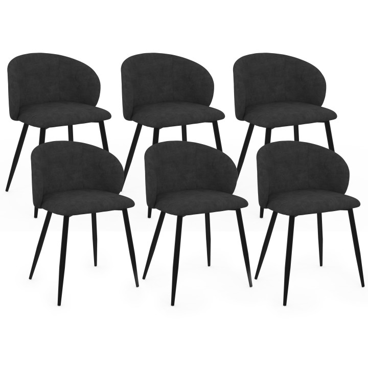 Set di 6 sedie da pranzo KIRA in velluto nero