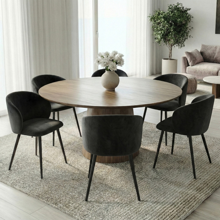 Set di 6 sedie da pranzo KIRA in velluto nero