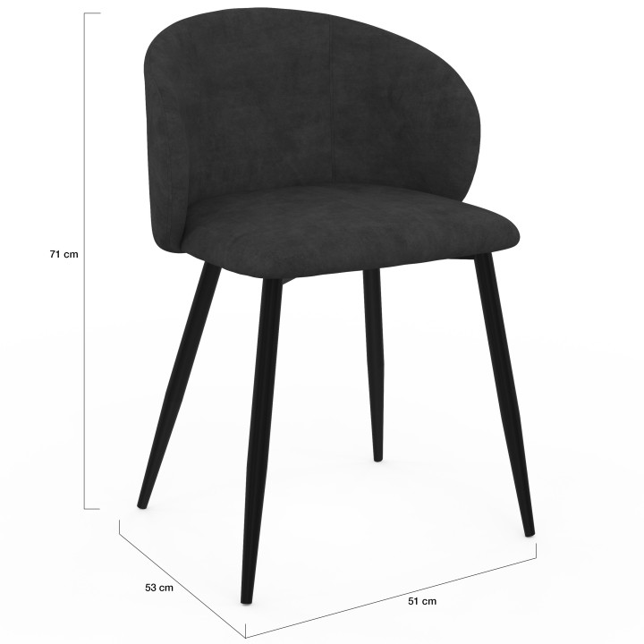 Set di 6 sedie da pranzo KIRA in velluto nero