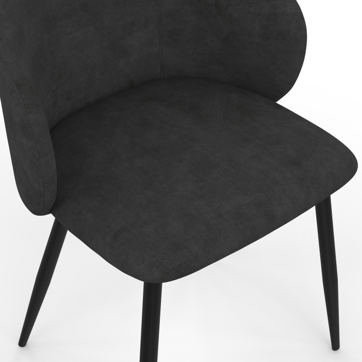 Set di 6 sedie da pranzo KIRA in velluto nero