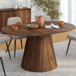 Runder ausziehbarer Esstisch ANGELE 4-8 Personen Nussbaum 110-150 cm