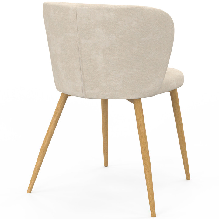 Set di 4 sedie PAULIE in tessuto chenille beige con gambe effetto legno per la sala da pranzo