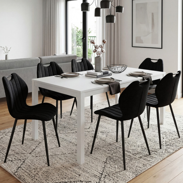 Set di 6 sedie PIO con maniglie in spugna nera