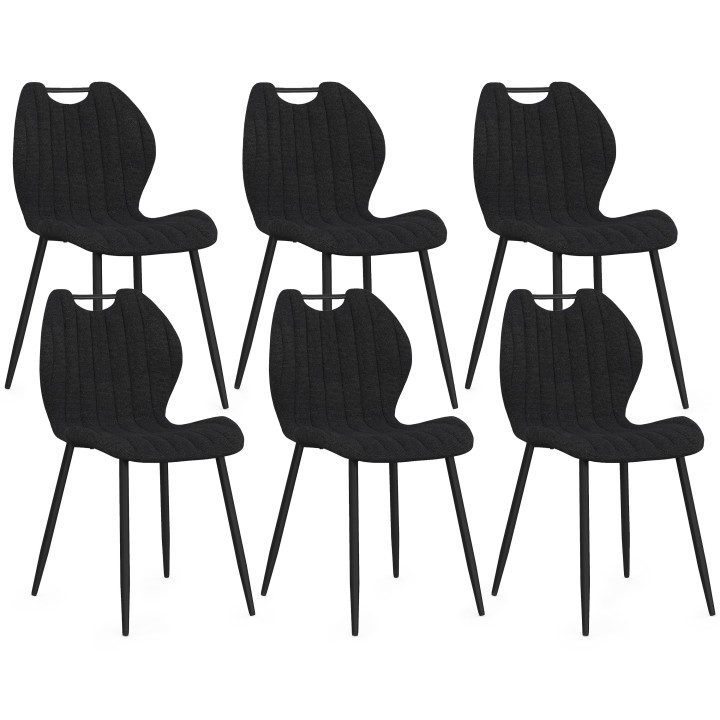 Set di 6 sedie PIO con maniglie in spugna nera