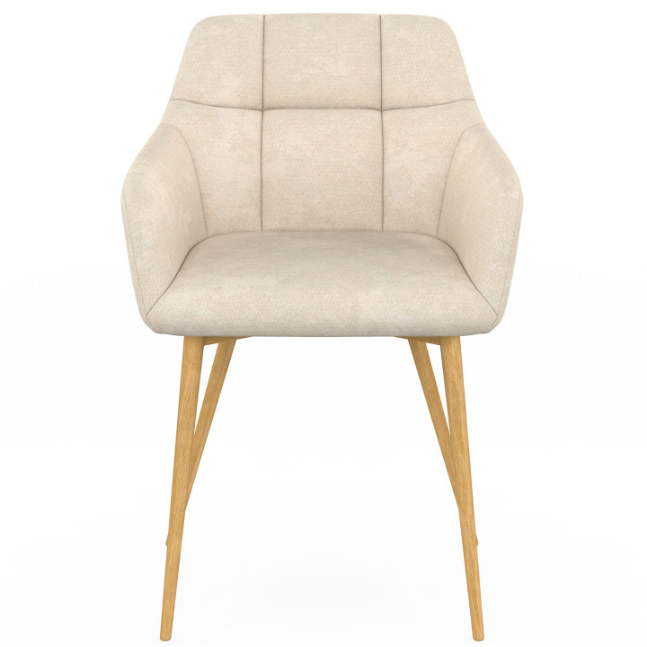 Set di 2 sedie GINA in tessuto cinigliato beige con gambe effetto legno