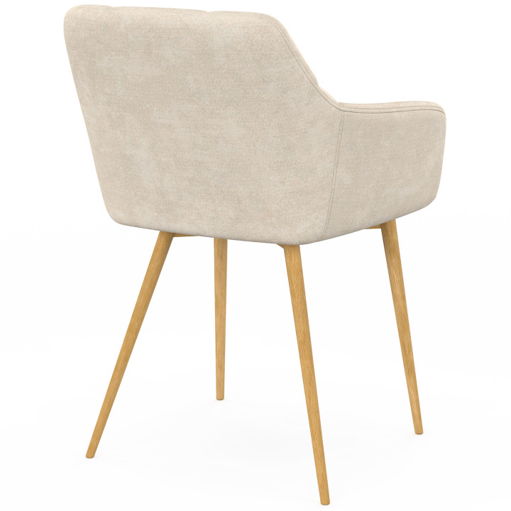 Set di 2 sedie GINA in tessuto cinigliato beige con gambe effetto legno