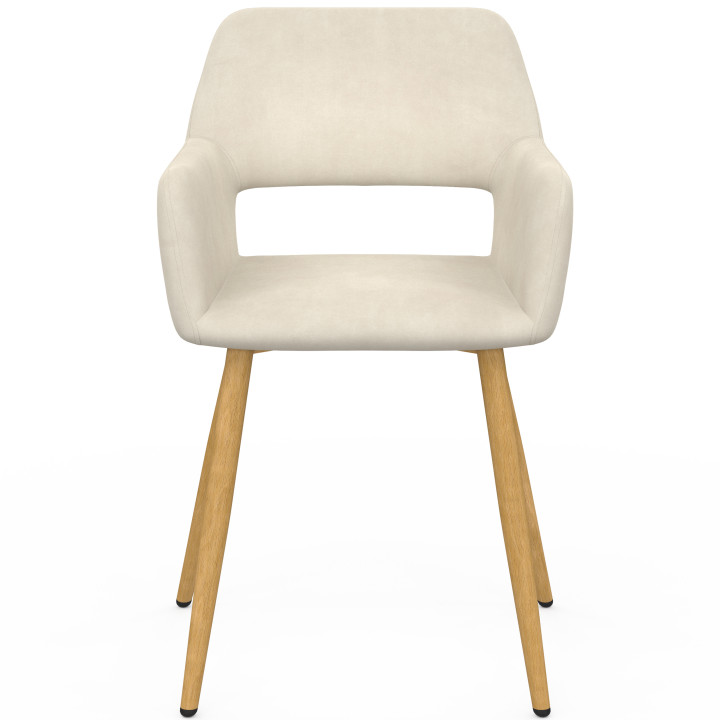 Lot de 4 chaises de salle à manger, fauteuils de table HOLY en velours beige