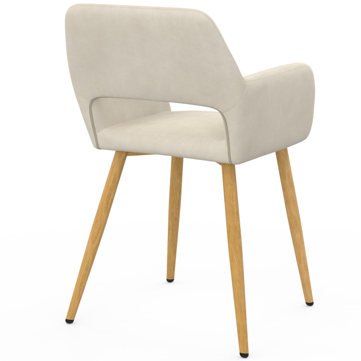 Set van 4 HOLY beige fluwelen eetkamerstoelen en tafel fauteuils