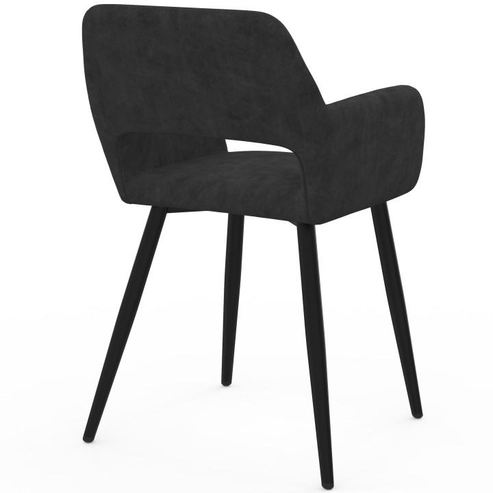 Set van 4 zwart fluwelen HOLY eetkamerstoelen en tafel fauteuils