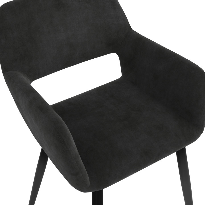 Lot de 4 chaises de salle à manger, fauteuils de table HOLY en velours noir